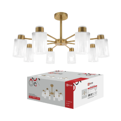 Люстра под лампу CLASSIC KINLI-СN-8E27CL-LT 8xЕ27 прозрачный плафон, латунный корпус IN HOME