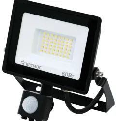 Прожектор светодиодный 50Вт 6500К IP65 4000лм с датчиком Super-Slim КОСМОС K_PR5_LED_50S