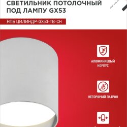 Светильник потолочный НПБ ЦИЛИНДР-GX53-TB-CH под лампу GX53 90х90мм хром IN HOME