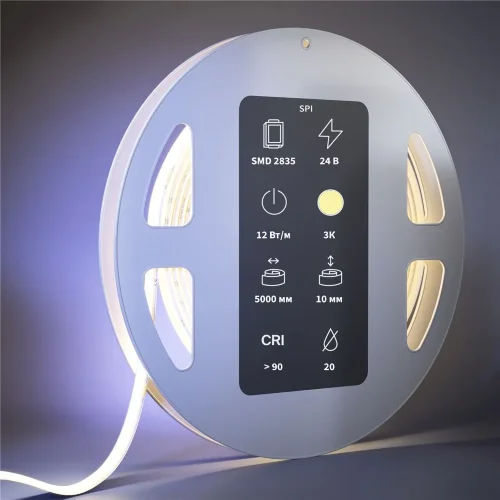 Светодиодная лента 24В COB 12Вт/м 3000K 5м IP 20 201254 (Белый) - фото 3