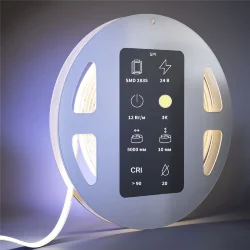 Светодиодная лента 24В COB 12Вт/м 3000K 5м IP 20 201254 (Белый)