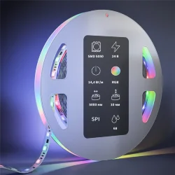Светодиодная лента 24В 5050 14,4Вт/м 5м IP 68 Адресная (SPI) Цветная (RGB) 201249 (Белый) 201249