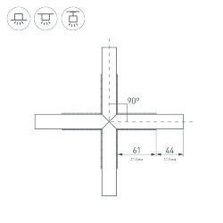 Крестовина PLS-LOCK-Н25-Х90 (с экраном МАТ-L) (Arlight, Металл) 026244