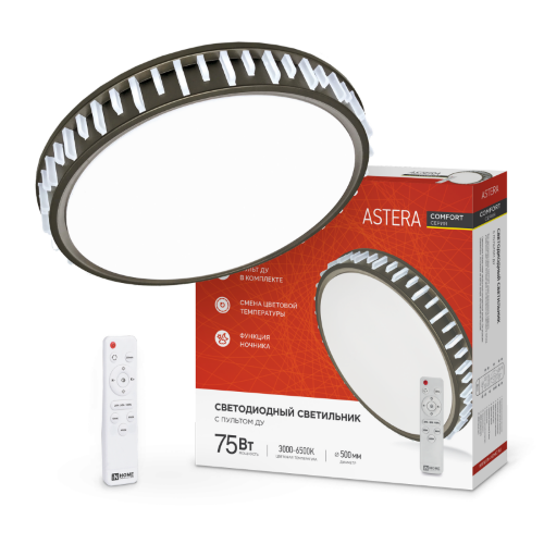 Светильник светодиодный COMFORT ASTERA 75Вт 230В 3000-6500K 6000Лм 500x90мм с пультом ДУ IN HOME - Фото