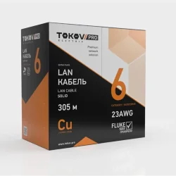 Кабель витая пара U/UTP 4х2х23AWG(0.57мм) кат.6 PVC indoor Fluked tested 305м (м) PRO TOKOV ELECTRIC TKP-C08-U/UTP-42-6-305