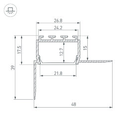 Профиль PLS45-F-HIDE-2000 (Arlight, Алюминий) 026547