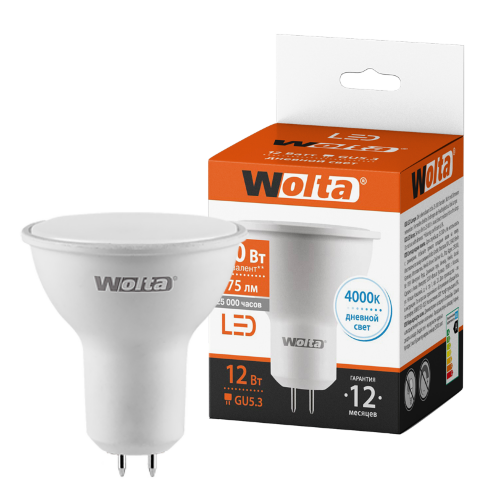 Светодиодная лампа WOLTA 25SPAR16-230-12GU5.3 12Вт 4000K GU5.3 - фото 1.