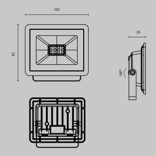 Прожектор Поток / Flood 4000К 10Вт IP 65 (Черный) FL001-L10B4K - фото 9
