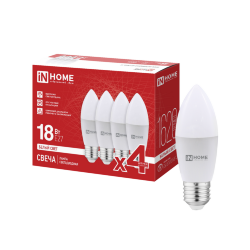 Лампа светодиодная LED-СВЕЧА-VC 4PACK 18Вт 230В Е27 4000К 1620Лм (4шт./упак) IN HOME