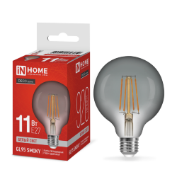 Лампа светодиодная LED-GL95-deco smoky 11Вт 230В E27 4000K 920Лм 95мм дымчатая IN HOME