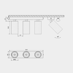 'Крепление сменное М13 для светильников MINI VILLY, поворотное накладное тройное, цвет Белый, MINI-VL-M13-WH 004874