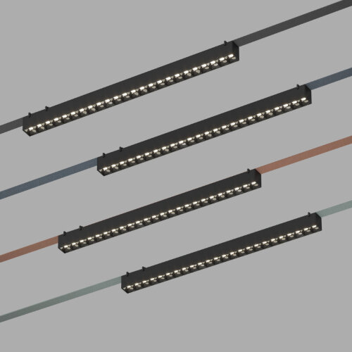 DK5672-BK Cветильник для трека-ремня Belty Smart, серия Grill, со светодиодом, L642*W40*H45мм, 48V DC, 24W, RA90, 24°, 2700-6000K, IP20, черный, алюминий. Фото 2