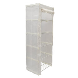 UGH-R30 H190 WHITE-WHITE Парник-стеллаж для рассады, 5 полок, 70x50x190см, Металлическая труба в ПВХ, цвет белый, Тент из армированного полиэтилена 135г-м2, цвет сетки белый, TM ФитоЛето