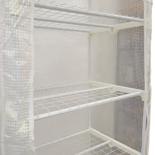 UGH-R30 H190 WHITE-WHITE Парник-стеллаж для рассады, 5 полок, 70x50x190см, Металлическая труба в ПВХ, цвет белый, Тент из армированного полиэтилена 135г-м2, цвет сетки белый, TM ФитоЛето - фото 6