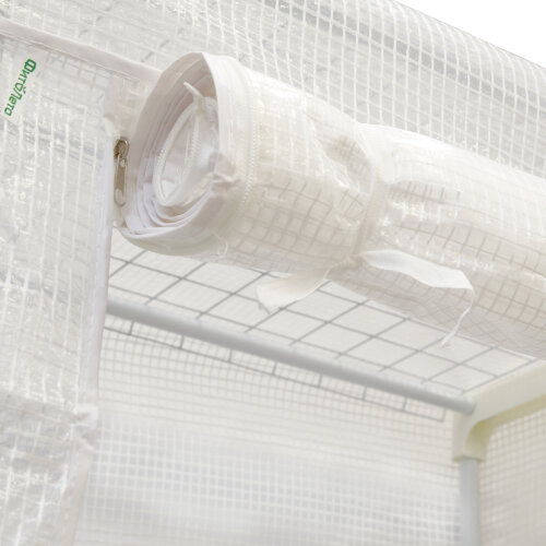 UGH-R30 H190 WHITE-WHITE Парник-стеллаж для рассады, 5 полок, 70x50x190см, Металлическая труба в ПВХ, цвет белый, Тент из армированного полиэтилена 135г-м2, цвет сетки белый, TM ФитоЛето - фото 7