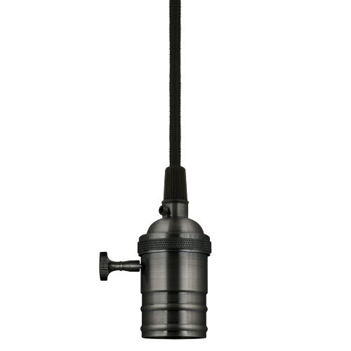 DLC-V-S24K-E27 TS-1M-BL PEARL BLACK Патрон декоративный, серия Vintage, с проводом 1м и креплением, Выключатель поворотный, Материал алюминий, Цвет черный жемчуг. - фото 3