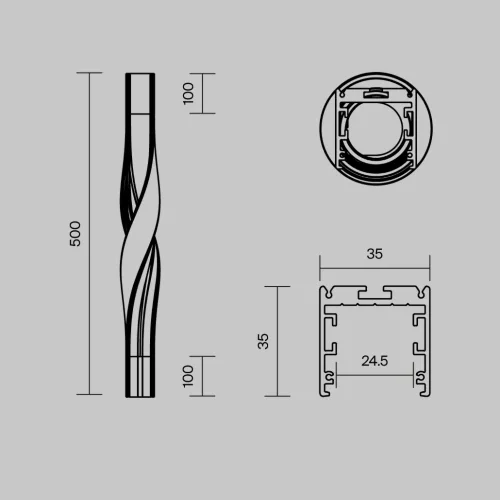 Радиусный профиль 35x35 Скрученный 180° черный (Черный) ALM-3535R-B-T-180°-0.5M - фото 5