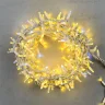 Гирлянда Нить с Колпачком 10м Тепло-Белая с Мерцанием Белого Диода, 300 LED, Провод Белый Каучук, IP65. Фото 1.