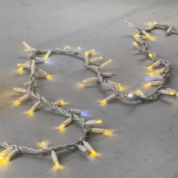 Гирлянда Нить с Колпачком 10м Тепло-Белая с Мерцанием Белого Диода, 300 LED, Провод Белый Каучук, IP65