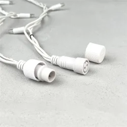 Гирлянда Нить с Колпачком 10м Тепло-Белая с Мерцанием Белого Диода, 300 LED, Провод Белый Каучук, IP65