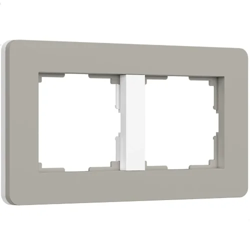 Рамка из поликарбоната на 2 поста Split дымчатый/белый, soft-touch W0023067 - фото