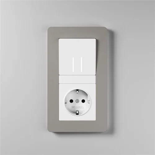 Рамка из поликарбоната на 2 поста Split дымчатый/белый, soft-touch W0023067 - фото 4