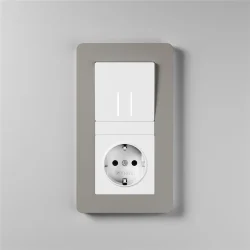 Рамка из поликарбоната на 2 поста Split дымчатый/белый, soft-touch W0023067