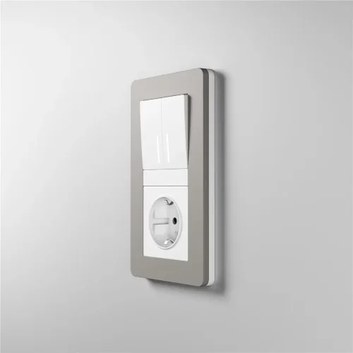 Рамка из поликарбоната на 2 поста Split дымчатый/белый, soft-touch W0023067 - фото 5