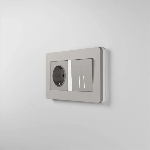 Рамка из поликарбоната на 2 поста Split дымчатый/белый, soft-touch W0023067 - фото 8