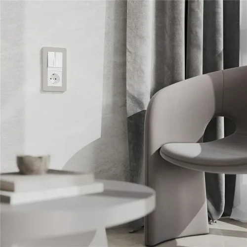 Рамка из поликарбоната на 2 поста Split дымчатый/белый, soft-touch W0023067 - фото 3