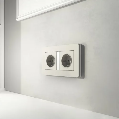 Рамка из поликарбоната на 2 поста Split дымчатый/белый, soft-touch W0023067 - фото 4