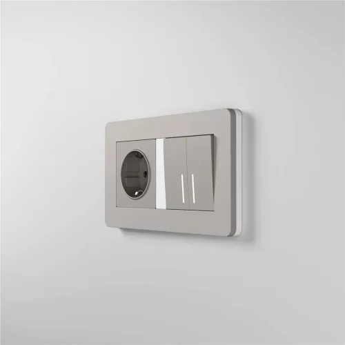 Рамка из поликарбоната на 2 поста Split дымчатый/белый, soft-touch W0023067 - фото 8