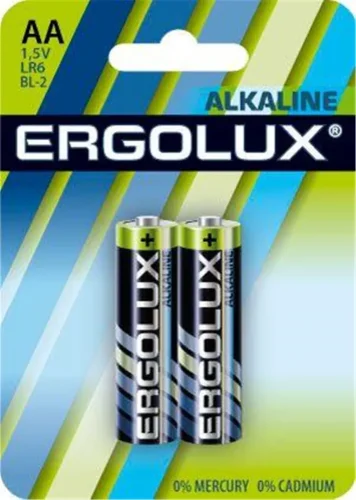 Элемент питания алкалиновый AA/LR6 1.5В Alkaline BL-2 (блист.2шт) Ergolux 11747 - фото