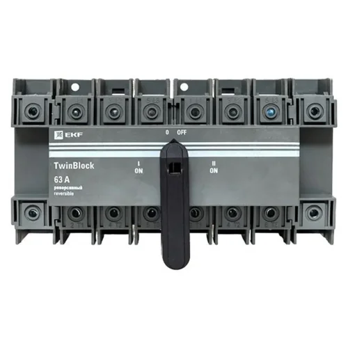 Рубильник 4п 63А реверсивный с рукояткой для прямой установки TwinBlock EKF tb-s-63-4p-rev - фото 3
