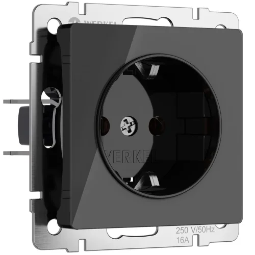 Розетка с заземлением (черный акрил) W1171048 - фото