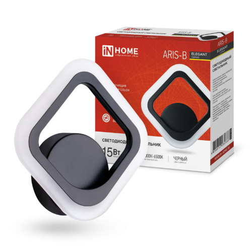 Светильник светодиодный ELEGANT ARIS-B 15Вт 230В 3000-6500K 1200Лм STEP COLOR черный IN HOME - Фото