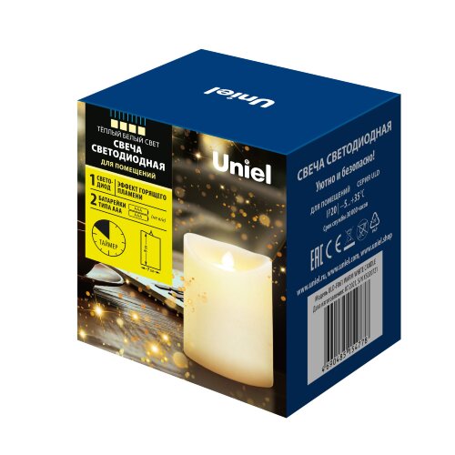 ULD-F061 WARM WHITE CANDLE Фигура светодиодная Свеча на батарейках 2ААА не в-к, 1 светодиод, Теплый белый свет, TM Uniel - фото 7