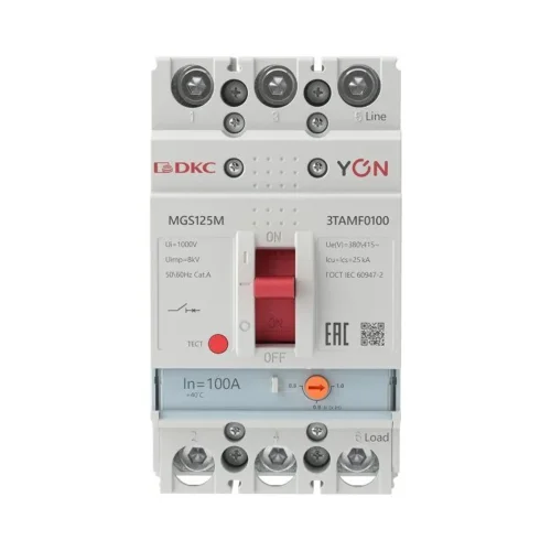 Выключатель автоматический MGS125 3P 80-100A 25kA YON MGS125M-3TAMF0100 - фото