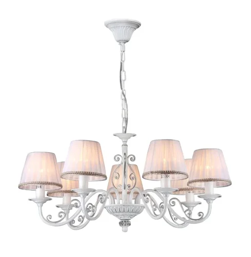 Светильники в классическом стиле. Арматура сделана из металла жемчужно-белого цвета, а абажуры - из белой органзы. Благодаря светлой цветовой гамме и изящным изгибам арматуры светильники Sunrise станут настоящим украшением интерьера. (Белый) - фото