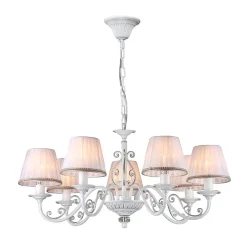 Светильники в классическом стиле. Арматура сделана из металла жемчужно-белого цвета, а абажуры - из белой органзы. Благодаря светлой цветовой гамме и изящным изгибам арматуры светильники Sunrise станут настоящим украшением интерьера. (Белый)