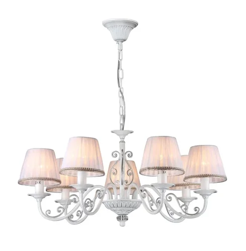 Светильники в классическом стиле. Арматура сделана из металла жемчужно-белого цвета, а абажуры - из белой органзы. Благодаря светлой цветовой гамме и изящным изгибам арматуры светильники Sunrise станут настоящим украшением интерьера. (Белый) - фото 2