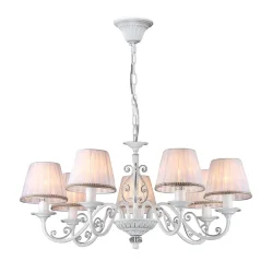 Светильники в классическом стиле. Арматура сделана из металла жемчужно-белого цвета, а абажуры - из белой органзы. Благодаря светлой цветовой гамме и изящным изгибам арматуры светильники Sunrise станут настоящим украшением интерьера. (Белый)