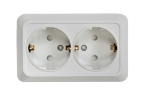 Розетка двойная с заземлением со шторкой BOLLETO белая накладная 7128х IN HOME - Фото