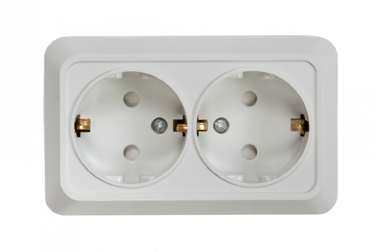 Розетка двойная с заземлением со шторкой BOLLETO белая накладная 7128х IN HOME - Фото 2