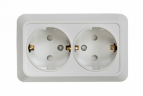 Розетка двойная с заземлением со шторкой BOLLETO белая накладная 7128х IN HOME - Фото 2