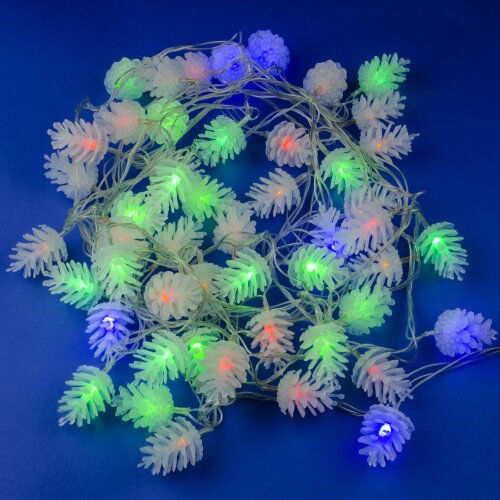 ULD-S0500-050-DTA MULTI IP20 PINE CONES Гирлянда светодиодная Шишки, 5м, 50 светодиодов, Разноцветный свет, Провод прозрачный - фото 1