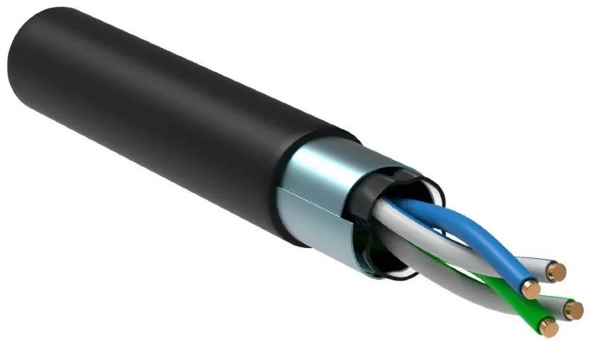 Кабель витая пара F/UTP кат.5E 2PR 24 AWG LDPE 1м черн. РФ (уп.305м) GENERICA BC3-C5E02-339-305-R-G - фото