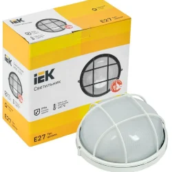 Светильник НПП 1102 100Вт E27 IP54 бел. круг с решеткой IEK LNPP0-1102-1-100-K01