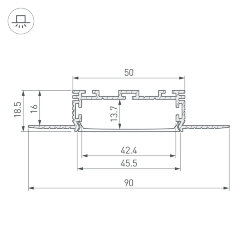 Профиль KLUS-POWER-W50H16-F-HIDE-2000 (Arlight, Алюминий)