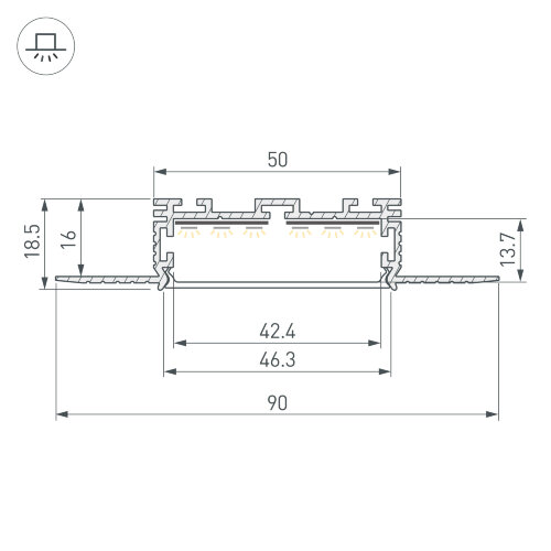 Профиль KLUS-POWER-W50Н16-F-HIDE-2000 (Arlight, Алюминий) 028917 - фото 3